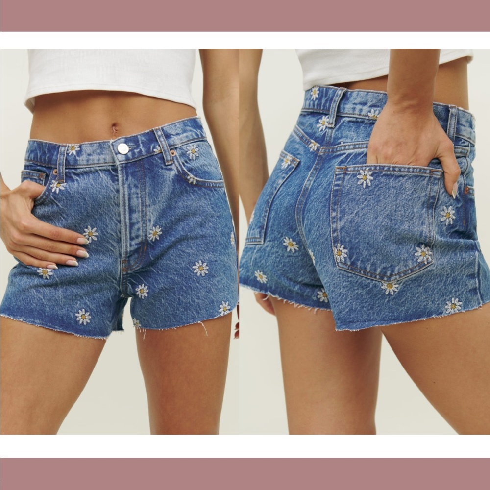 NWT‎ $128 Reformation [ 28 ] Charlie High Rise Jean Short in Daria Daisy Floral